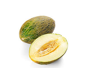 Piel de Sapo melon med grønstribet skal og lyst frugtkød