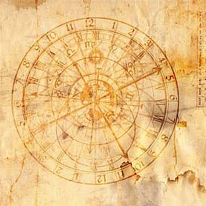 Gammelt astrologisk horoskop som illustration til horoskoper, stjernetegn og astrologi i hverdagen