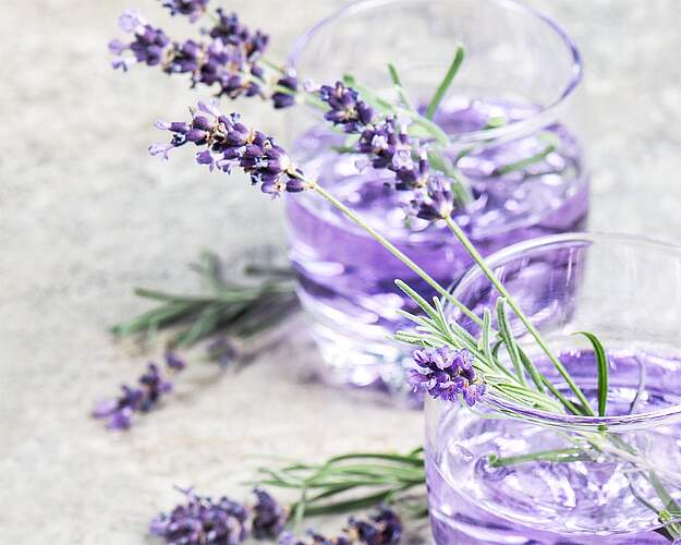 Lavendellimonade med citron, honning, isterninger og lavendel