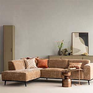 Statement venstrevendt hjørnesofa i taupe velour-chenille