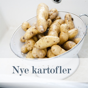 Nye kartofler serveret med friske krydderurter og sommerligt tilbehør